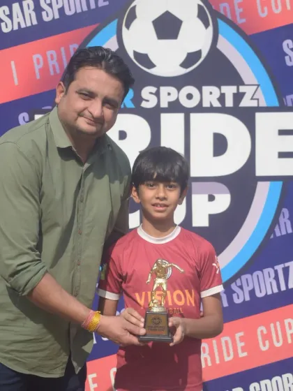 A proud moment for one of our U-11 players receiving his individual award at the Pride Cup. We recognize and celebrate every player's contribution to the team's success.