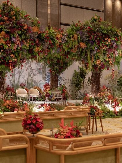 A wide shot of the 'Orchard of Life' naming ceremony, showing the immersive and magical environment we created.