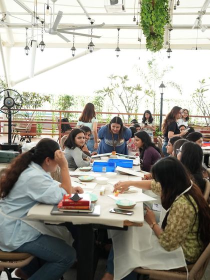 Our instructor guiding a group during the Meesho corporate event. We ensure a supportive and encouraging environment for all participants.