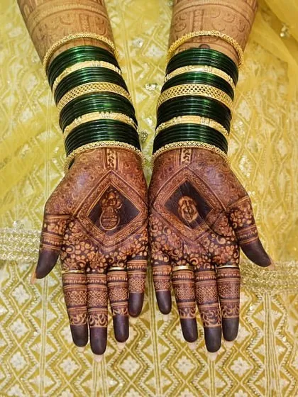 The beautiful next-day stain of a bridal mehendi. The color is rich and dark, and will continue to deepen.