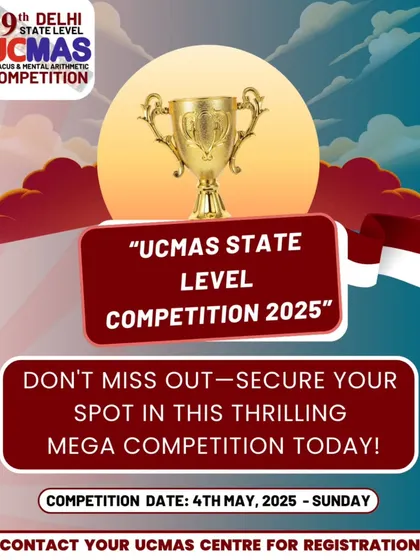 Don't miss out on the UCMAS State Level Competition 2025. This poster announces the competition date and encourages students to secure their spot in this thrilling mega-competition by contacting their local UCMAS centre.