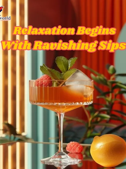 Relaxation begins with ravishing sips. This image of a beautiful cocktail in a serene setting promises that our drinks can help you unwind and soothe your soul.