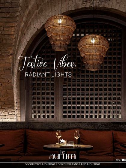 For this restaurant or lounge, I used large, tiered wicker pendants to create a warm, rustic, and festive vibe. The radiant lights create an inviting ambiance perfect for social gatherings.