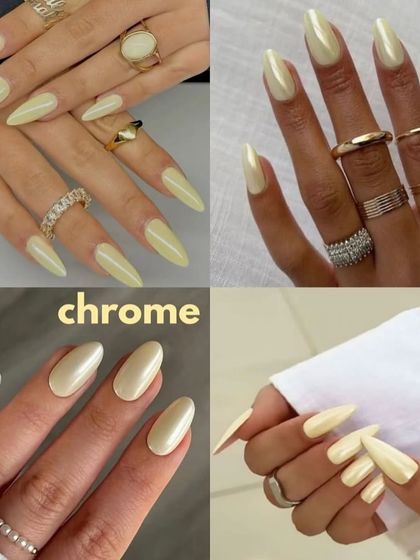 For a glazed look, we can add a pearly chrome finish to a butter yellow base.