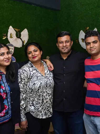 A group of friends enjoying their evening.