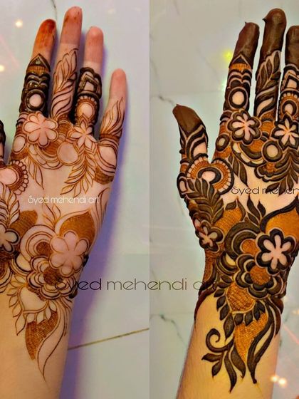 A collage showing the process of creating a lighter, floral design.