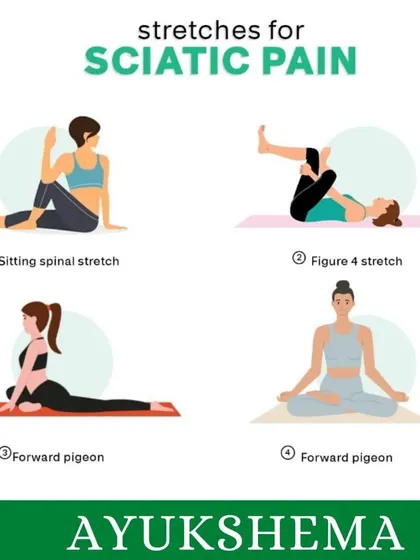 Sciatic pain can be debilitating, but targeted stretches can provide significant relief. This infographic illustrates key yoga poses like the Sitting Spinal Stretch and Pigeon Pose that help release tension around the sciatic nerve.