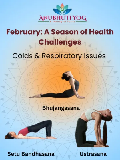 The change in seasons can often bring health challenges like colds and joint stiffness. This graphic shows chest-opening poses like Bhujangasana, Setu Bandhasana, and Ustrasana that I teach to boost immunity and improve respiratory health.