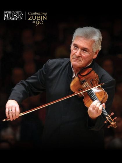 A portrait of the legendary violinist Pinchas Zukerman, featured in the promotion for his rare and unmissable performance in Mumbai for Maestro Zubin Mehta’s 90th birthday celebration.
