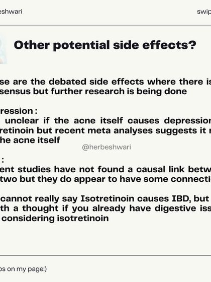 An infographic series on Isotretinoin for acne. As a nutritionist, I share my thoughts on its known side effects, like pregnancy risks and sun sensitivity, and why I believe addressing the root cause of acne is a better long-term strategy than suppressing a natural function of the skin.