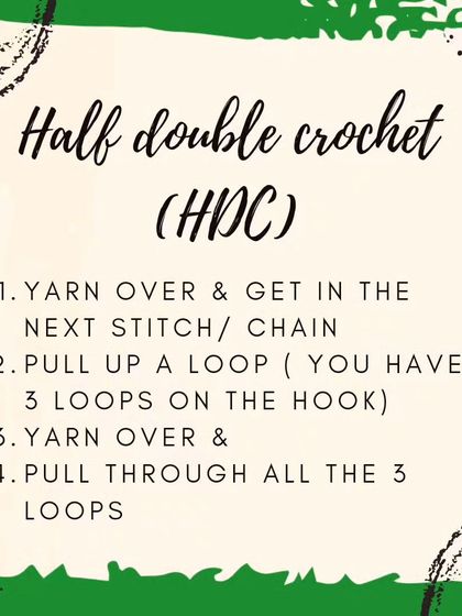 The Half Double Crochet (HDC) is a versatile stitch that's taller than a single crochet but shorter than a double crochet. It creates a wonderful texture and works up projects a little faster.