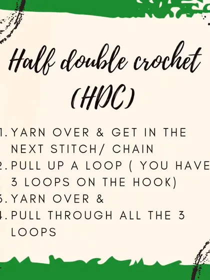 The Half Double Crochet (HDC) is a versatile stitch that's taller than a single crochet but shorter than a double crochet. It creates a wonderful texture and works up projects a little faster.