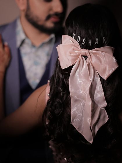 It's all in the details! I love this personalized hair accessory. It adds such a sweet and unique touch to this soft cocktail look.