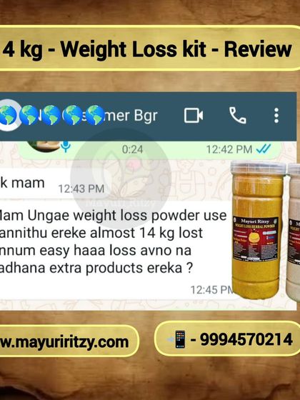 A screenshot from a happy customer who lost 14 kg using our weight loss powder. She is asking for more products, which is the best feedback I can receive. It shows her trust in our brand.