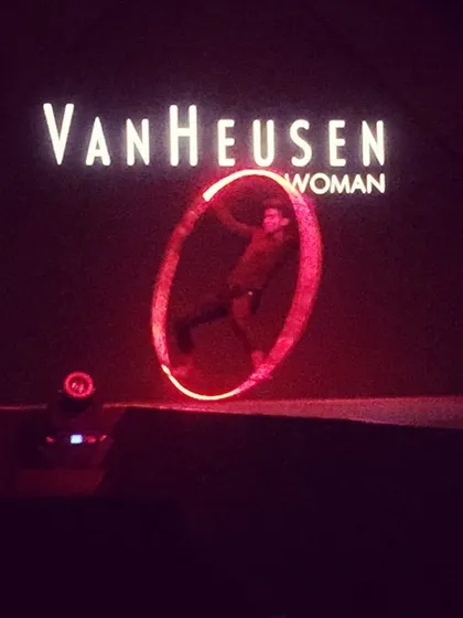 Here is one of my LED acrobats performing inside a glowing Cyr wheel for the Van Heusen Woman launch in Kolkata. The combination of high-skill acrobatics and vibrant, programmable light creates a hypnotic and elegant performance for product launches.