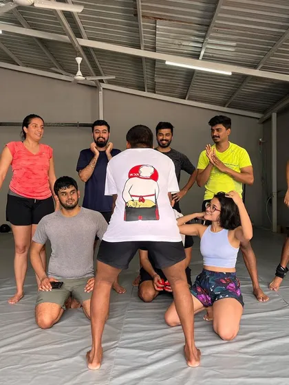 The crew having some fun after class. It's not all serious all the time.