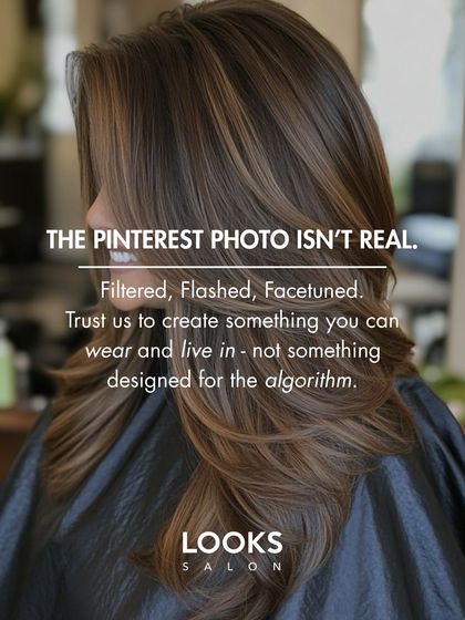 While Pinterest photos are great for inspiration, we focus on creating looks that are wearable and tailored to you. We work with your real hair texture and color history to create something beautiful that you can live in, not just see in a filtered photo.