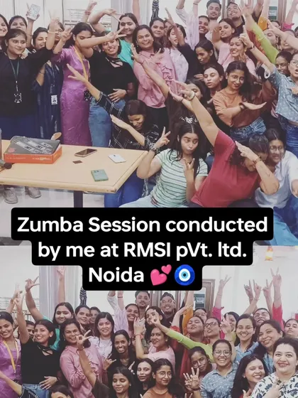 A picture of pure post-Zumba happiness. This collage captures the amazing energy from my session at RMSI Pvt. Ltd. in Noida. Seeing teams this happy and connected is why I love what I do.