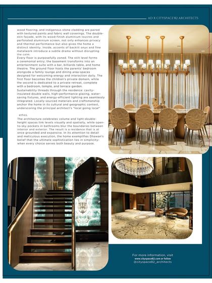 A glimpse into our feature in Architectural Digest, showcasing some of our project's key interior spaces, including a grand dining area and a sculptural staircase.