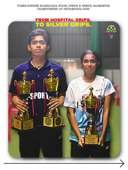 From hospital drips to silver grips. This image captures the story of our player Chris Baptist, who fought through illness to compete in the Yonex-Sunrise State Championship finals, showing the true resilience we build at i-SPORTS.