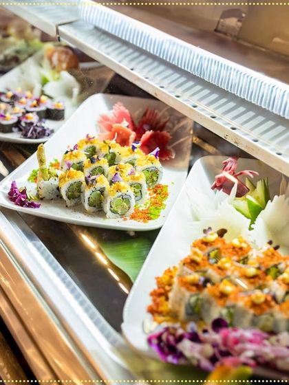 Our live sushi station at a recent wedding was a huge hit. We offer a variety of rolls, from classic to contemporary, all made fresh in front of your guests.