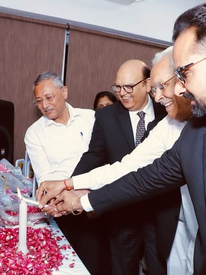 Lighting the ceremonial lamp during the celebration of Dr. B. R. Ambedkar ji's 134th birth anniversary at Rohini Court.
