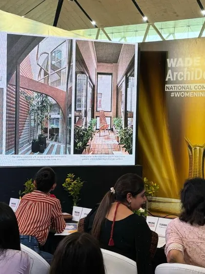 Our co-founder presenting our work at the WADE INDIA ASIA competition. Platforms like these allow us to share our design stories and engage in conversations that push the boundaries of interior design and architecture.