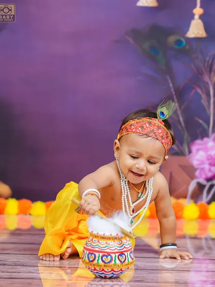 Even the most playful Krishnas have their mischievous moments. Here, he's caught in the act of enjoying his favorite treat.