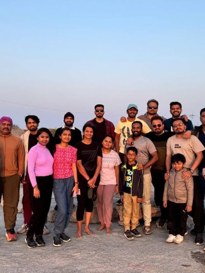 A family-friendly trek. Our group at Minchukallu includes people of all ages, enjoying the outdoors together.