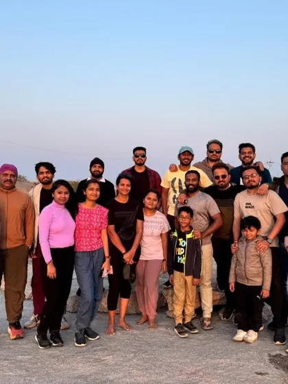 A family-friendly trek. Our group at Minchukallu includes people of all ages, enjoying the outdoors together.