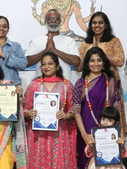 A student celebrates completing both the Yin Yoga and Singing Bowl & Sound Healing courses. Her commitment to holistic healing is truly commendable.