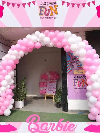 Come on Barbie, let's go party. We created a picture-perfect entrance for a Barbie-themed celebration with this pink and white balloon arch, setting the stage for a day of glamour and fun.