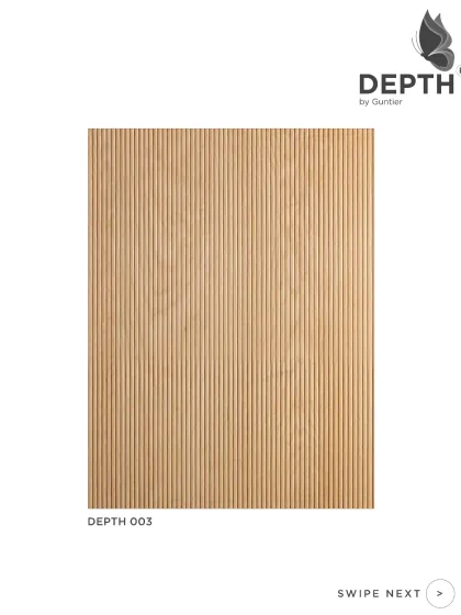 This is my 'Depth 003' veneer, featuring a classic fluted pattern on a light wood. It's a timeless design that adds elegance and character.