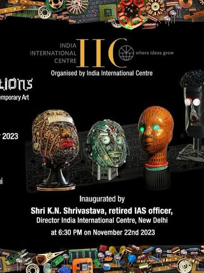 A detailed invitation for the "ECOINNOVATIONS" exhibition, including the inauguration details and a QR code.