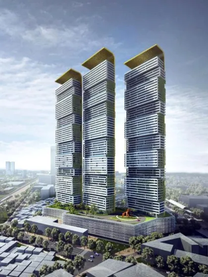 This trio of high-rise towers redefines urban luxury with a harmonious fusion of architecture and nature. The design features staggered balconies and green vertical elements, creating a unique and sustainable living environment.