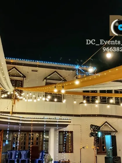 Another angle of the house lighting and drapery, showing how we can customize the design to fit the architecture of the building and the theme of the event.