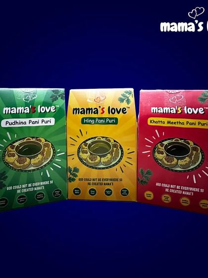 A simple look at my three core pani puri flavours: Pudhina, Hing, and Khatta Meetha. Each one is made with love, because God could not be everywhere, so he created mamas.