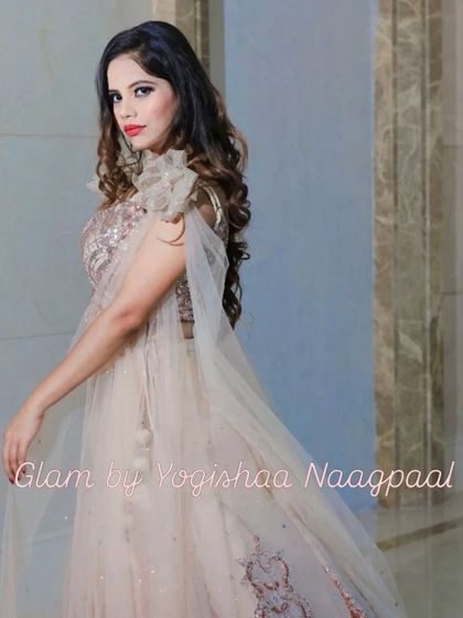 A beautiful Roka ceremony look. I kept the makeup natural and elegant with a pop of red on the lips to highlight her joy and radiance on this special day.