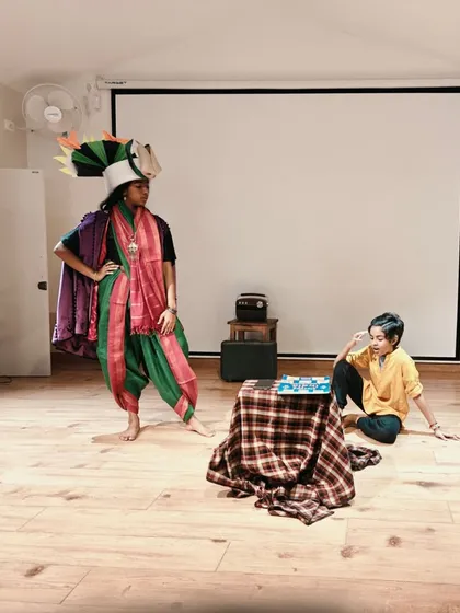 Rehearsals in a new space. Here, our students are practicing for a repeat show, learning to adapt their performance to different environments. This builds resilience and problem-solving skills.