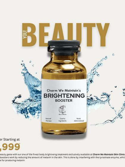 My Brightening Booster shot is a concentrated treatment designed to help even out skin tone. It works by reducing the amount of melanin in the skin for a brighter complexion.