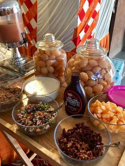 The Golgappa station from the Kirtan, with all the classic fillings and flavoured water. It’s a fun, interactive element that I love including in festive gatherings.