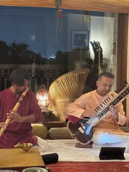 Some evenings are truly special. Here I am, sharing music in an informal baithak at the beautiful Delhi home of Mira Nair, a person I have long admired. These intimate gatherings, with a small audience and heartfelt conversations, are where music feels most alive.