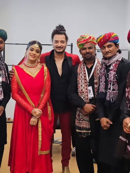 Backstage with my full troupe before a show for Invest India. We are a family of artists from different traditions, united by our passion for creating a spectacular cultural fusion.