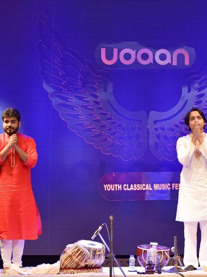 A moment of mutual appreciation with Mehtab Ali Niazi bhai after our performance at 'Udaan'. It was our first time performing together, but it felt like we had been playing for years.