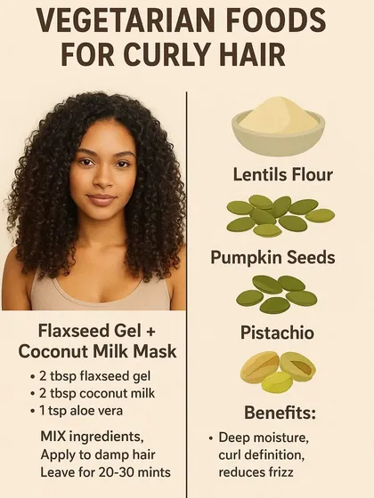 We believe beauty starts from within, which is why our curriculum connects nutrition directly to hair and skin health. This guide shows vegetarian foods and a simple, effective flaxseed gel and coconut milk mask to improve moisture and definition for curly hair.