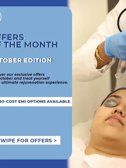 Our monthly offers are a great way to start your rejuvenation journey. This graphic from our October edition highlights the availability of easy no-cost EMI options for our treatments.