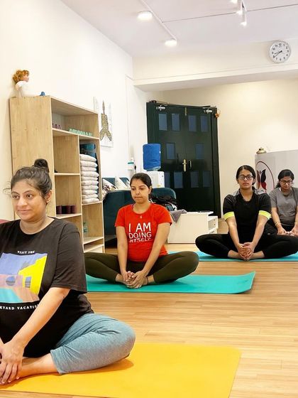 My goal is to help you appreciate your body for the incredible work it is doing. Here, our moms are in a butterfly pose, a wonderful hip opener that also promotes relaxation.