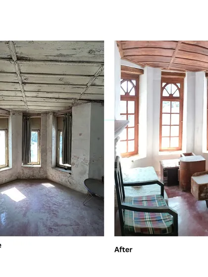 The power of restoration is in the reveal. This before-and-after of the Verdun House in Mussoorie, part of our pro-bono Restoration Clinic, shows how we can revive a dilapidated colonial bungalow, restoring its original wooden windows and ceilings to bring back warmth and light.
