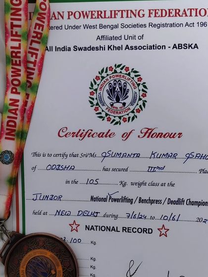A national record certificate and the bronze medal that came with it. We don't just win, we make history.