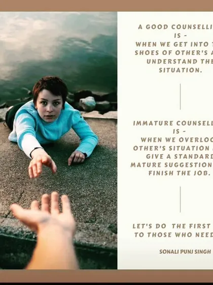Good counseling is about stepping into the other person's shoes to understand their situation. Immature counseling is giving standard advice without true empathy. My approach is always to understand you deeply first.